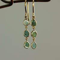 Blue Polki Cut Diamond Slice Earrings, 18k Gold