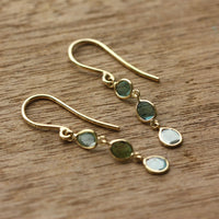 Blue Polki Cut Diamond Slice Earrings, 18k Gold