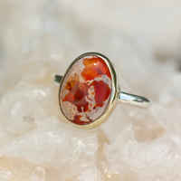 Mexican Fire Opal Ring, Mexican Cantera Opal Ring, 14k Gold and Sterling Silver