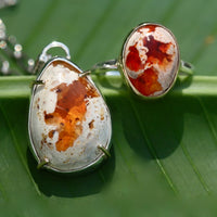 Mexican Fire Opal Ring, Mexican Cantera Opal Ring, 14k Gold and Sterling Silver