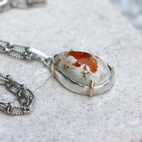 Mexican Cantera Opal, Mexican Fire Opal in Matrix Pendant Necklace