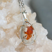 Mexican Cantera Opal, Mexican Fire Opal in Matrix Pendant Necklace