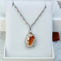 Mexican Cantera Opal, Mexican Fire Opal in Matrix Pendant Necklace