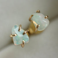 Raw Ethiopian White Opal Stud Earrings, October Birthstone Earrings