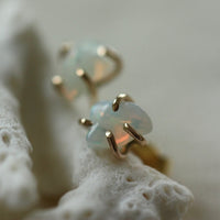 Raw Ethiopian White Opal Stud Earrings, October Birthstone Earrings