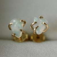 Raw Ethiopian White Opal Stud Earrings, October Birthstone Earrings
