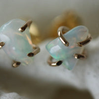Raw Ethiopian White Opal Stud Earrings, October Birthstone Earrings