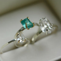 Herkimer Diamond Ring, Natural Herkimer Diamond Crystal Ring, Diamond Quartz Ring, April Birthstone Ring