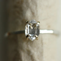 Herkimer Diamond Ring, Natural Herkimer Diamond Crystal Ring, Diamond Quartz Ring, April Birthstone Ring