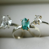 Herkimer Diamond Ring, Natural Herkimer Diamond Crystal Ring, Diamond Quartz Ring, April Birthstone Ring