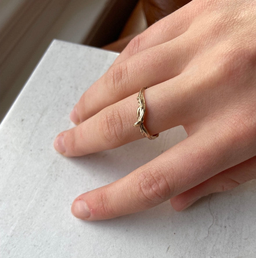 Blueberry Twig Ring, Twig Engagement or Wedding Ring