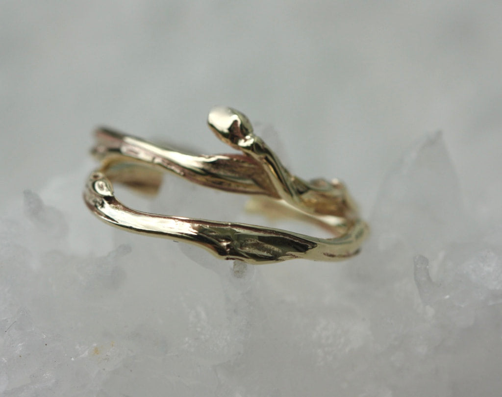 Blueberry Twig Ring, Twig Engagement Ring, Twig Wedding Ring, Twig Stacking Ring