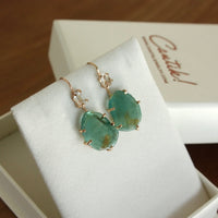 Green Bi-Color Tourmaline and Herkimer Diamond Earrings