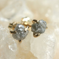 Raw Rough Diamond Stud Earrings, April Birthstone Earrings