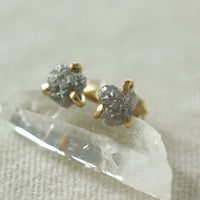 Raw Rough Diamond Stud Earrings, April Birthstone Earrings