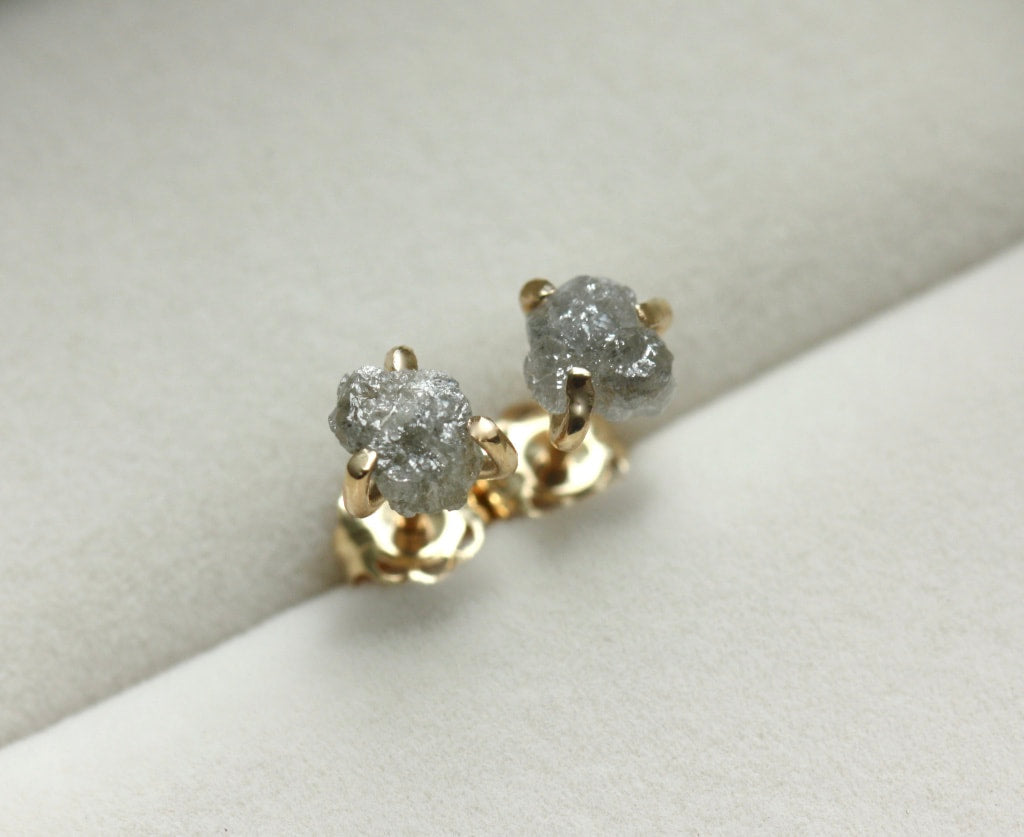 Raw Rough Diamond Stud Earrings, April Birthstone Earrings