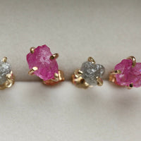 Raw Rough Diamond Stud Earrings, April Birthstone Earrings