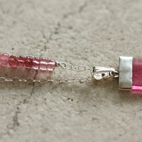Pink Rubellite Tourmaline Crystal Point Pendant Necklace