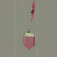 Pink Rubellite Tourmaline Crystal Point Pendant Necklace