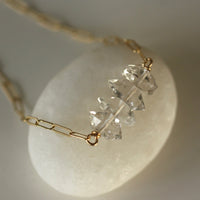 Herkimer Diamond Bar Necklace, Diamond Quartz Necklace