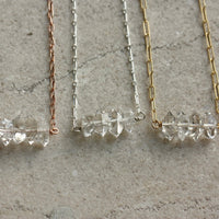 Herkimer Diamond Bar Necklace, Diamond Quartz Necklace