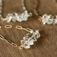 Herkimer Diamond Bar Necklace, Diamond Quartz Necklace