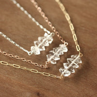Herkimer Diamond Bar Necklace, Diamond Quartz Necklace