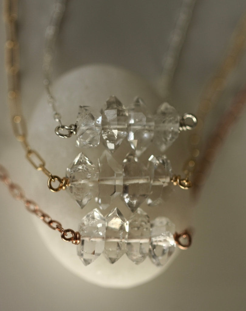 Herkimer Diamond Bar Necklace, Diamond Quartz Necklace