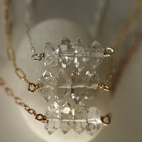 Herkimer Diamond Bar Necklace, Diamond Quartz Necklace