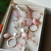 Long Pink Multi Gemstone and Pearl Necklace