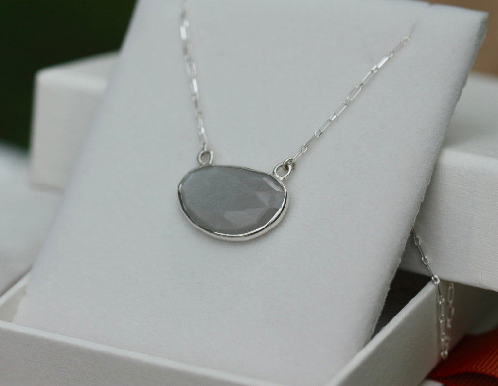 Grey Moonstone Pendant Necklace