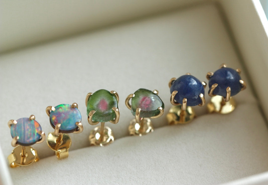 Blue Sapphire Post Earrings, September Birthstone Earrings