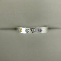 Hammered Diamond and Sapphire Ring, April and September Birthstone Ring, Wedding Engagement Ring