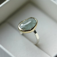 Moss Aquamarine Statement Ring, March Birthstone Ring