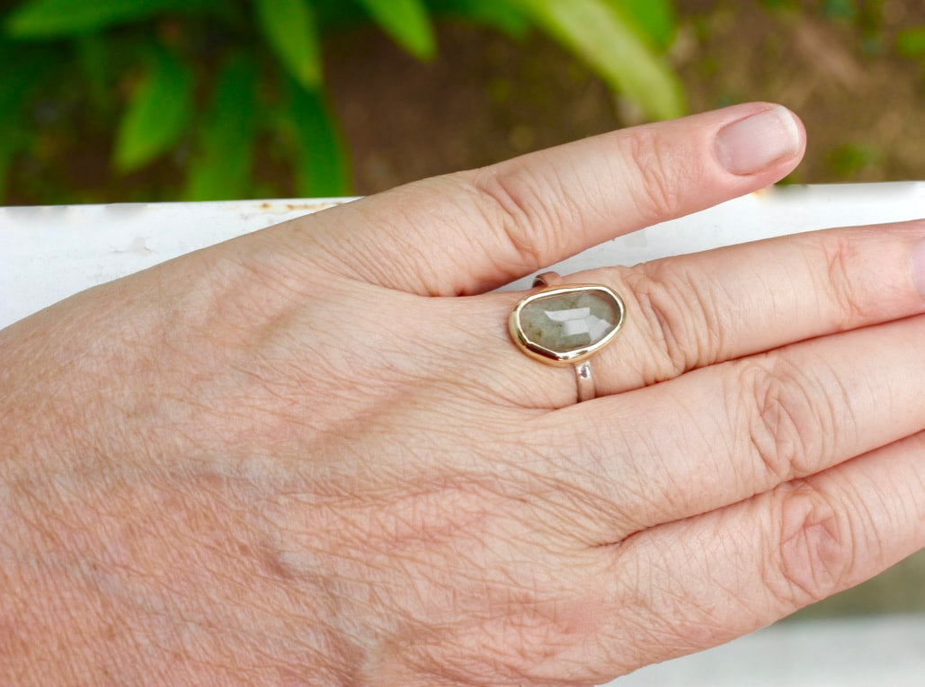 Moss Aquamarine Statement Ring, March Birthstone Ring