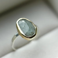 Moss Aquamarine Statement Ring, March Birthstone Ring