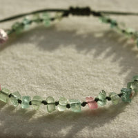 Raw Watermelon Multi Color Tourmaline Knotted Macrame Bracelet, October Birthstone Bracelet