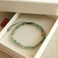 Raw Watermelon Multi Color Tourmaline Knotted Macrame Bracelet, October Birthstone Bracelet
