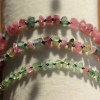 Raw Multi Color Tourmaline Knotted Macrame Bracelet, October Birthstone Bracelet