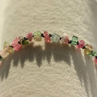 Raw Multi Color Tourmaline Knotted Macrame Bracelet, October Birthstone Bracelet