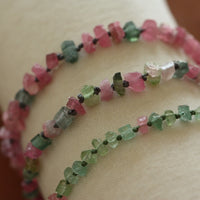 Raw Pink and Indicolite Tourmaline Knotted Macrame Bracelet, October Birthstone Bracelet