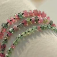 Raw Pink and Indicolite Tourmaline Knotted Macrame Bracelet, October Birthstone Bracelet