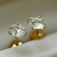 Raw, Unpolished Prasiolite / Green Amethyst Stud Earrings, February Birthstone Earrings