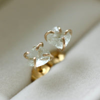Raw, Unpolished Prasiolite / Green Amethyst Stud Earrings, February Birthstone Earrings