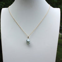 Natural Bicolor Silver Blue and Gold South Sea Baroque Pearl Necklace Pendant, June Birthstone Pendant Necklace