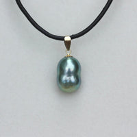 Natural Bicolor Silver Blue and Gold South Sea Baroque Pearl Necklace Pendant, June Birthstone Pendant Necklace