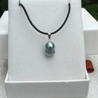 Natural Bicolor Silver Blue and Gold South Sea Baroque Pearl Necklace Pendant, June Birthstone Pendant Necklace