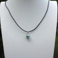 Natural Bicolor Silver Blue and Gold South Sea Baroque Pearl Necklace Pendant, June Birthstone Pendant Necklace