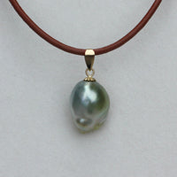 Natural Bicolor Silver Blue and Gold South Sea Baroque Pearl Necklace Pendant, June Birthstone Pendant Necklace