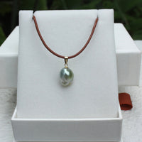 Natural Bicolor Silver Blue and Gold South Sea Baroque Pearl Necklace Pendant, June Birthstone Pendant Necklace